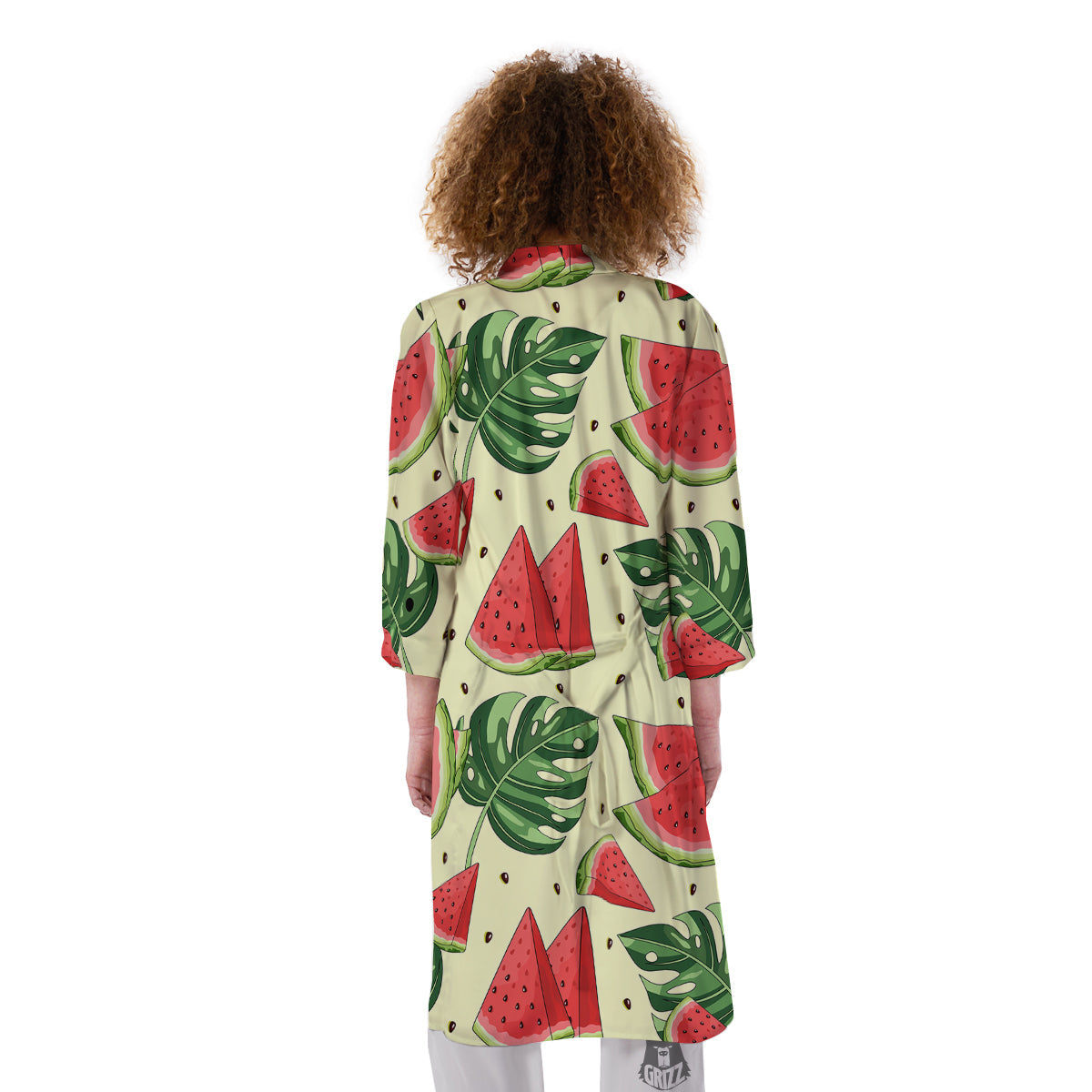 Watermelon Leaf Tropical Print Pattern Kimono-grizzshop