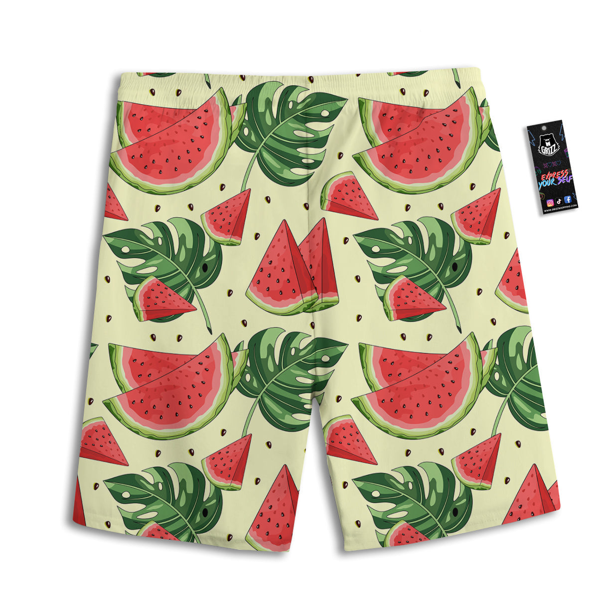 Watermelon Leaf Tropical Print Pattern Men's Athletic Shorts