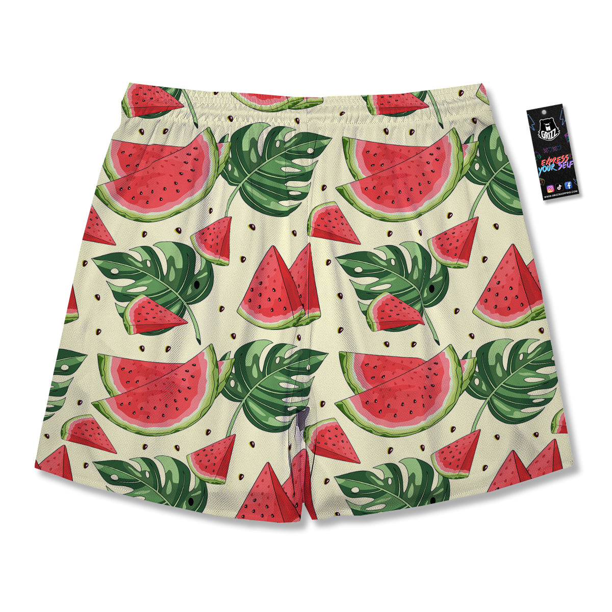 Watermelon Leaf Tropical Print Pattern Men's Running Shorts-grizzshop