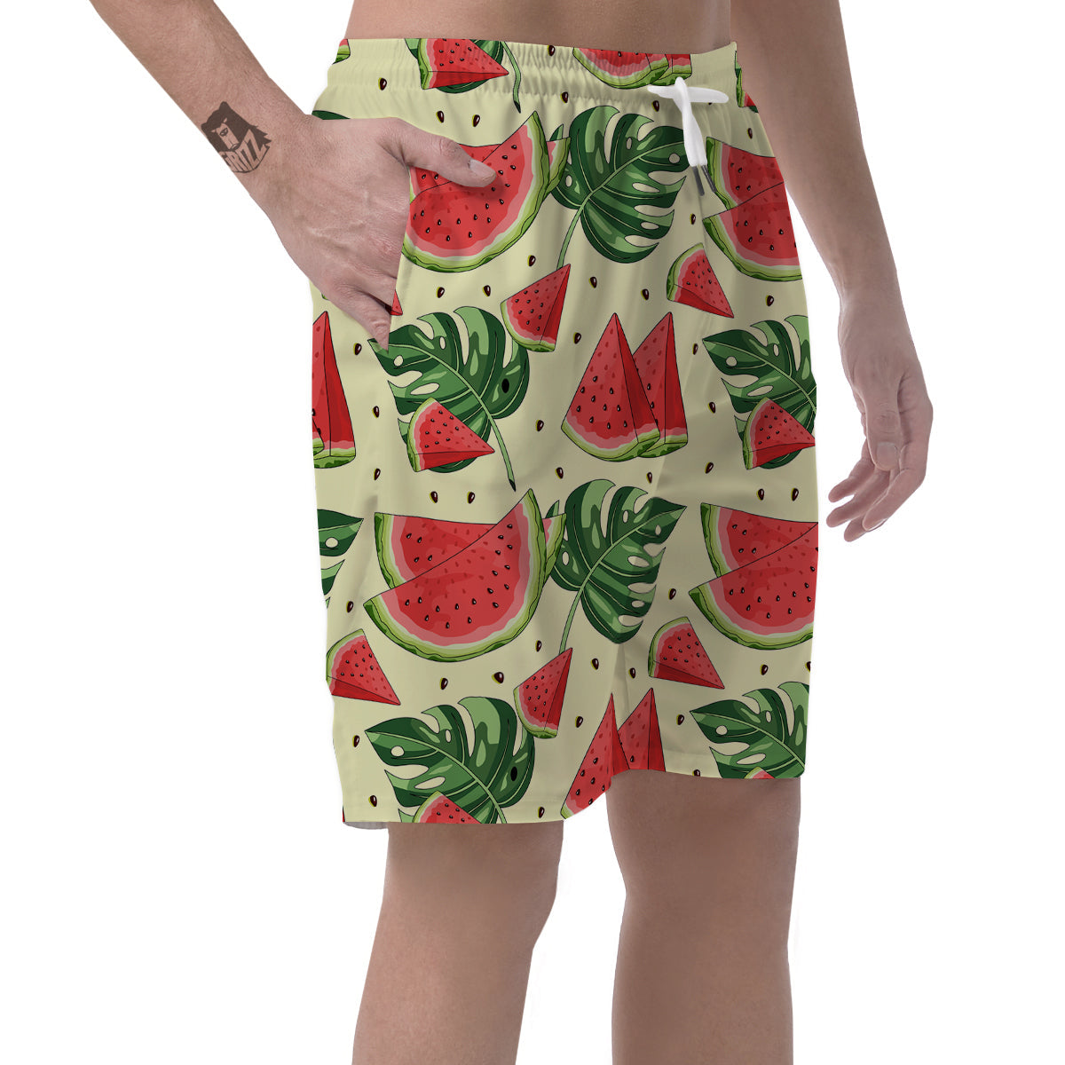 Watermelon Leaf Tropical Print Pattern Men's Shorts-grizzshop