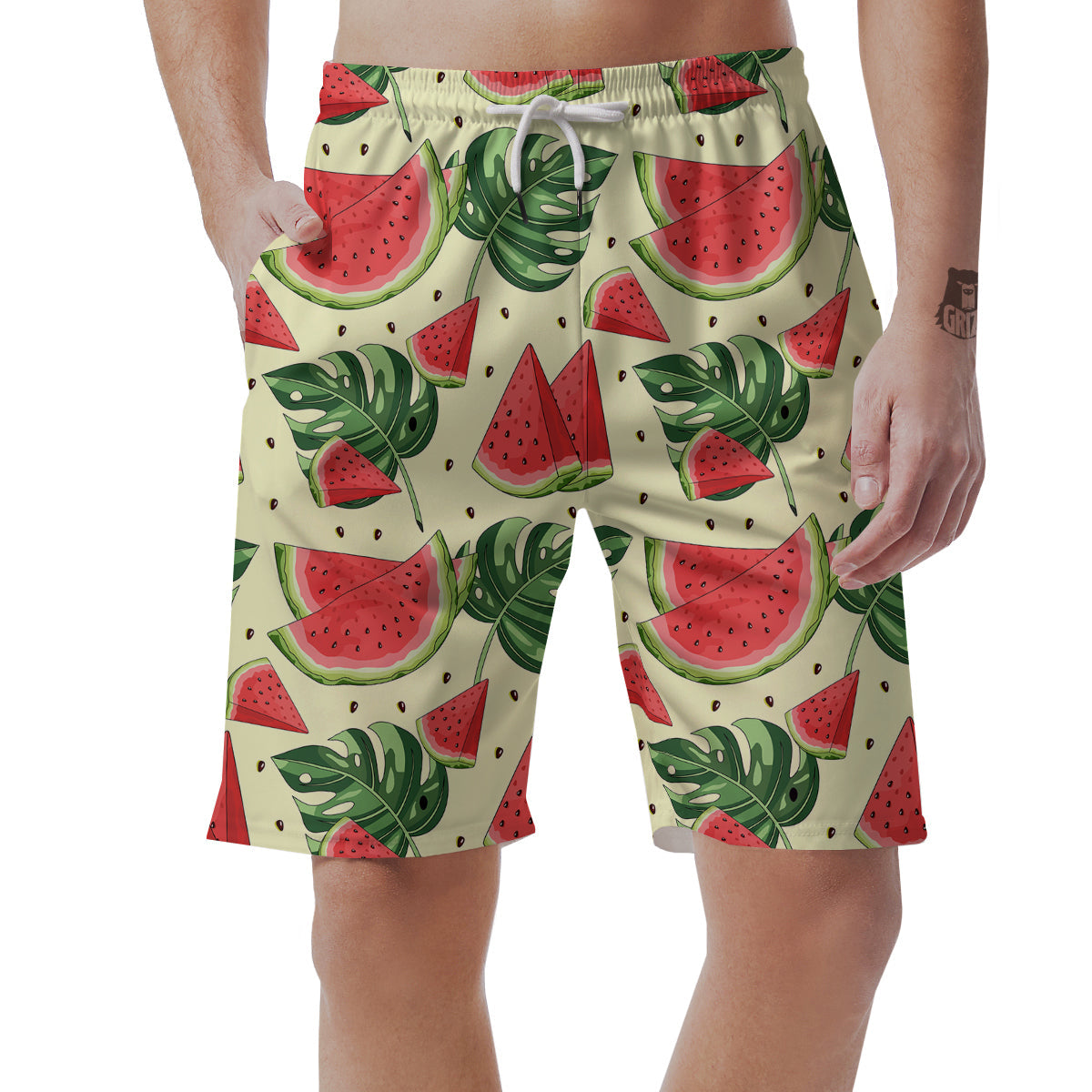 Watermelon Leaf Tropical Print Pattern Men's Shorts-grizzshop
