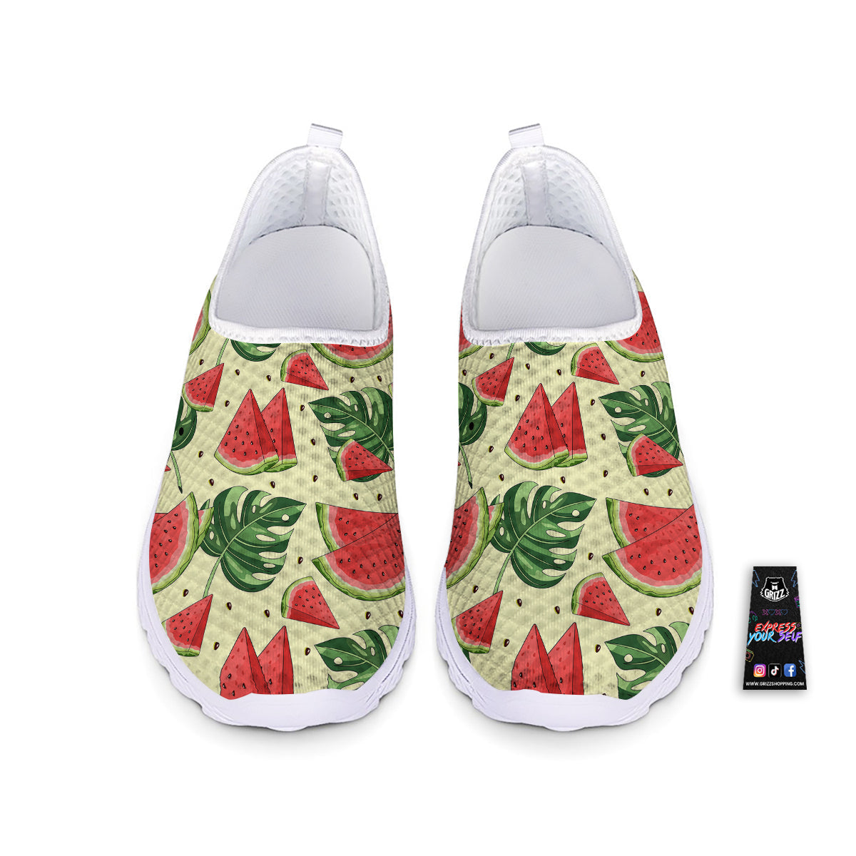 Watermelon Leaf Tropical Print Pattern Nurse Shoes-grizzshop