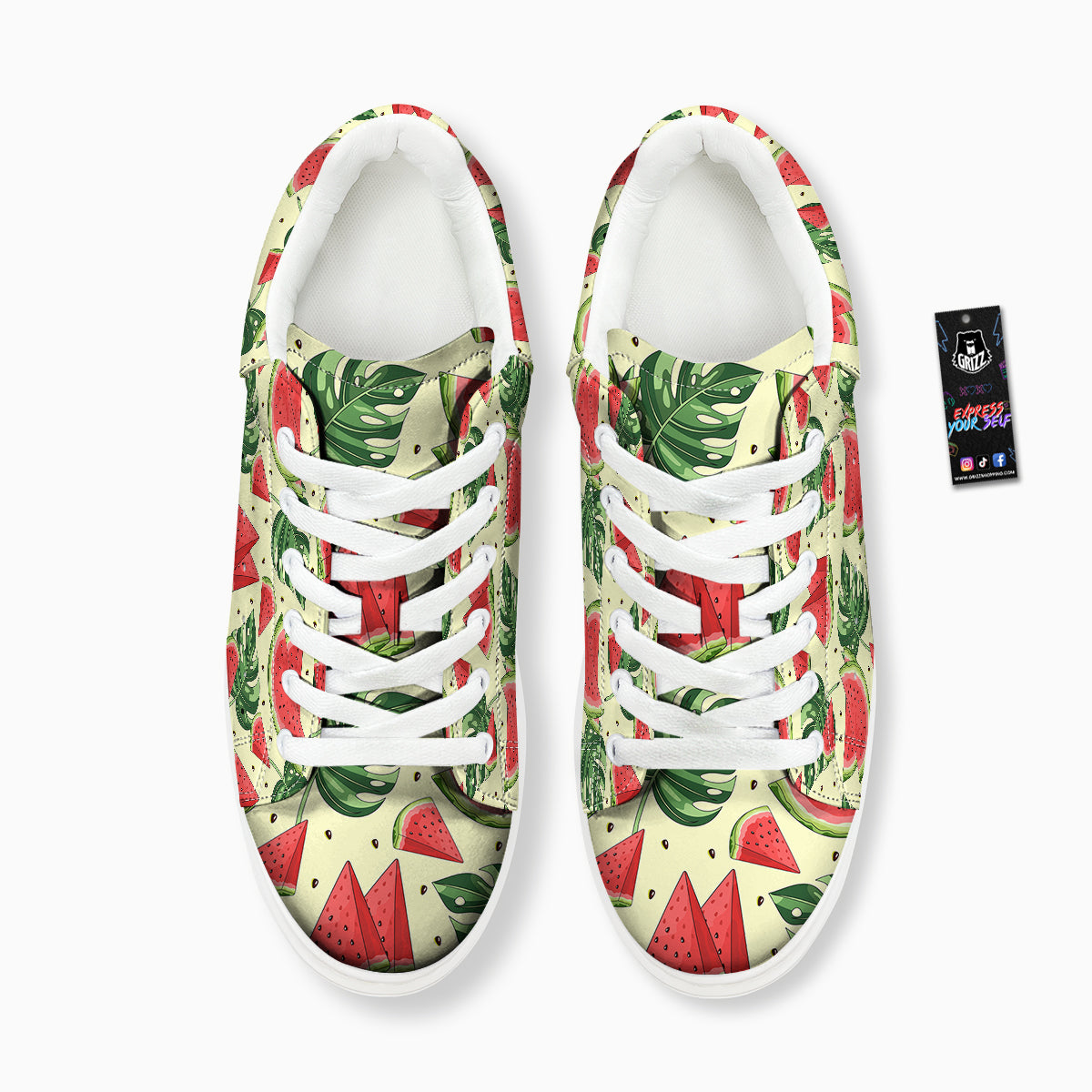 Watermelon Leaf Tropical Print Pattern Platform Shoes-grizzshop