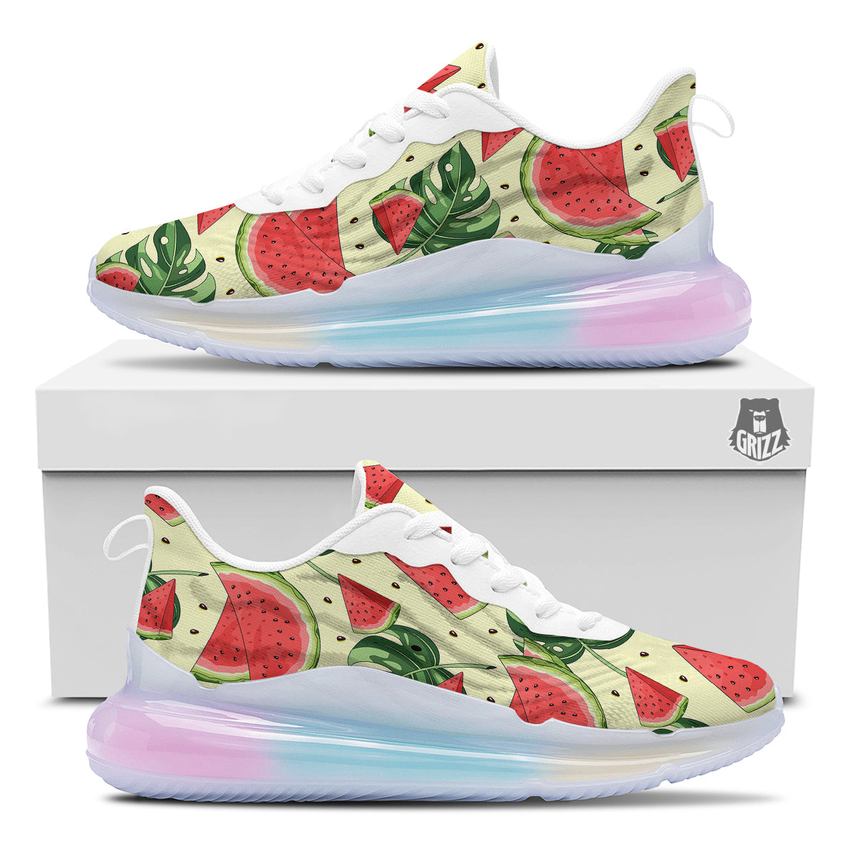 Watermelon Leaf Tropical Print Pattern Running Sneakers-grizzshop