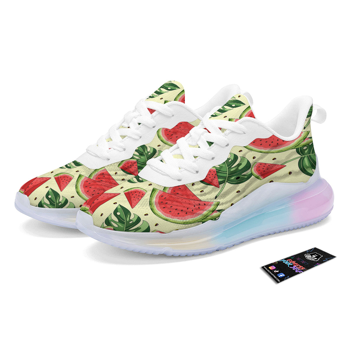 Watermelon Leaf Tropical Print Pattern Running Sneakers-grizzshop