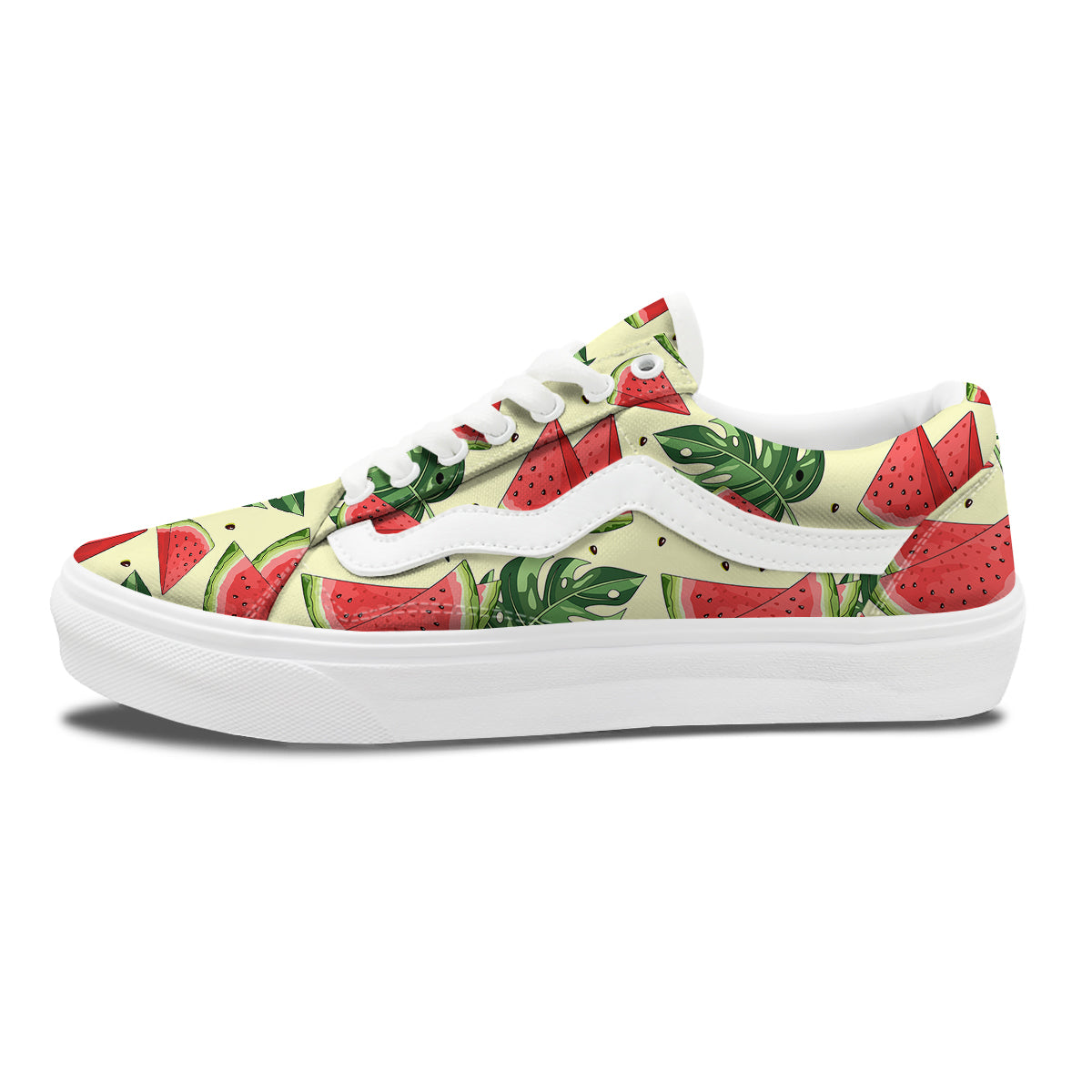 Watermelon Leaf Tropical Print Pattern Skate Shoes-grizzshop