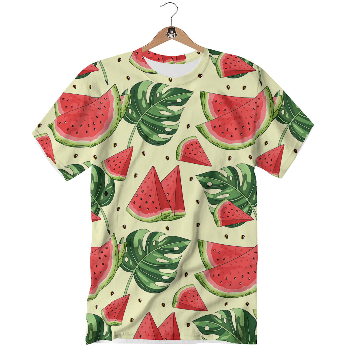 Watermelon Leaf Tropical Print Pattern T-Shirt-grizzshop