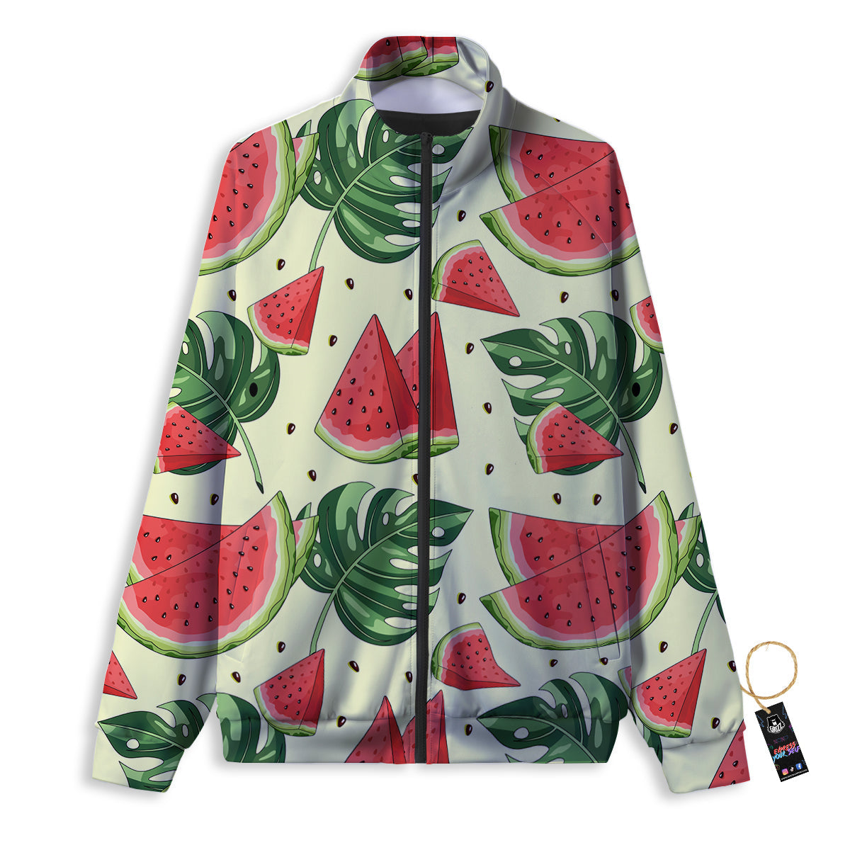 Watermelon Leaf Tropical Print Pattern Track Jacket-grizzshop
