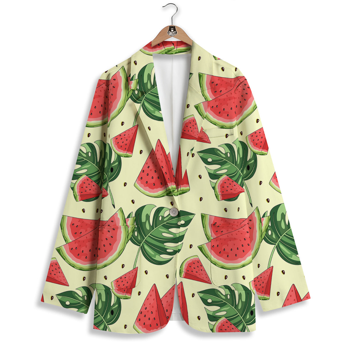 Watermelon Leaf Tropical Print Pattern Women's Blazer-grizzshop