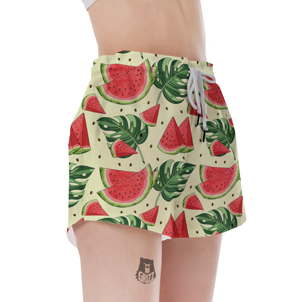 Watermelon Leaf Tropical Print Pattern Women's Shorts-grizzshop