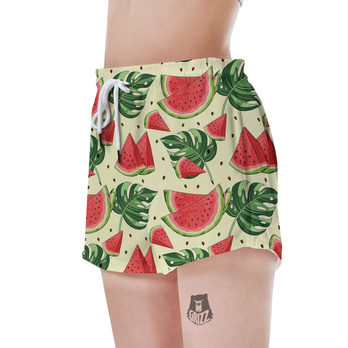 Watermelon Leaf Tropical Print Pattern Women's Shorts-grizzshop