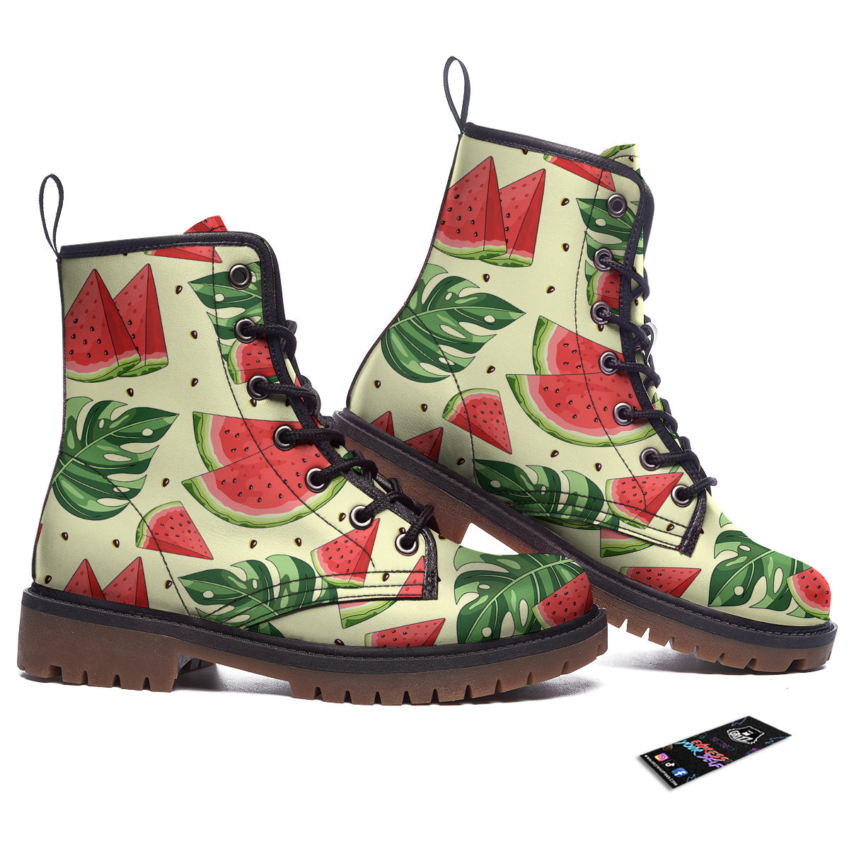 Watermelon Leaf Tropical Print Pattern Work Boots-grizzshop