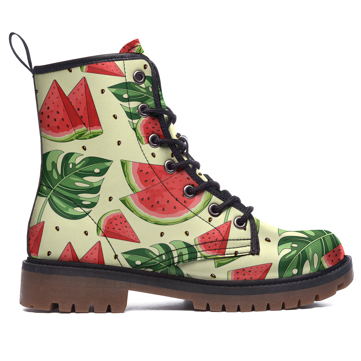 Watermelon Leaf Tropical Print Pattern Work Boots-grizzshop