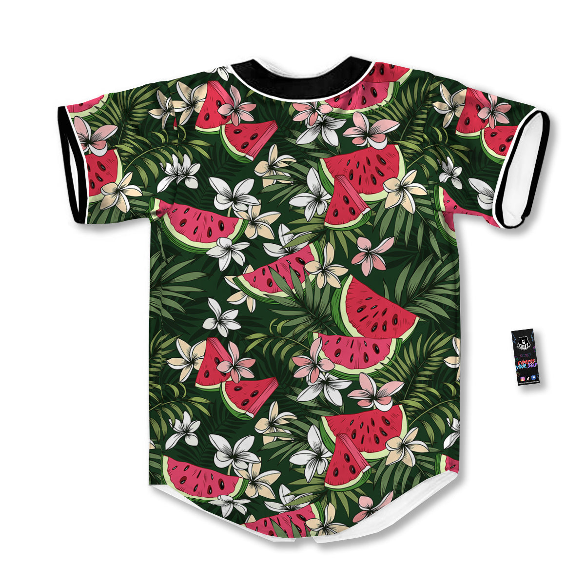 Watermelon Leaves Tropical Print Pattern Baseball Jersey-grizzshop