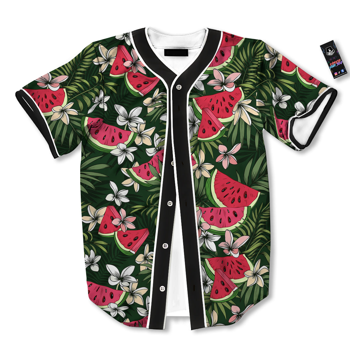 Watermelon Leaves Tropical Print Pattern Baseball Jersey-grizzshop
