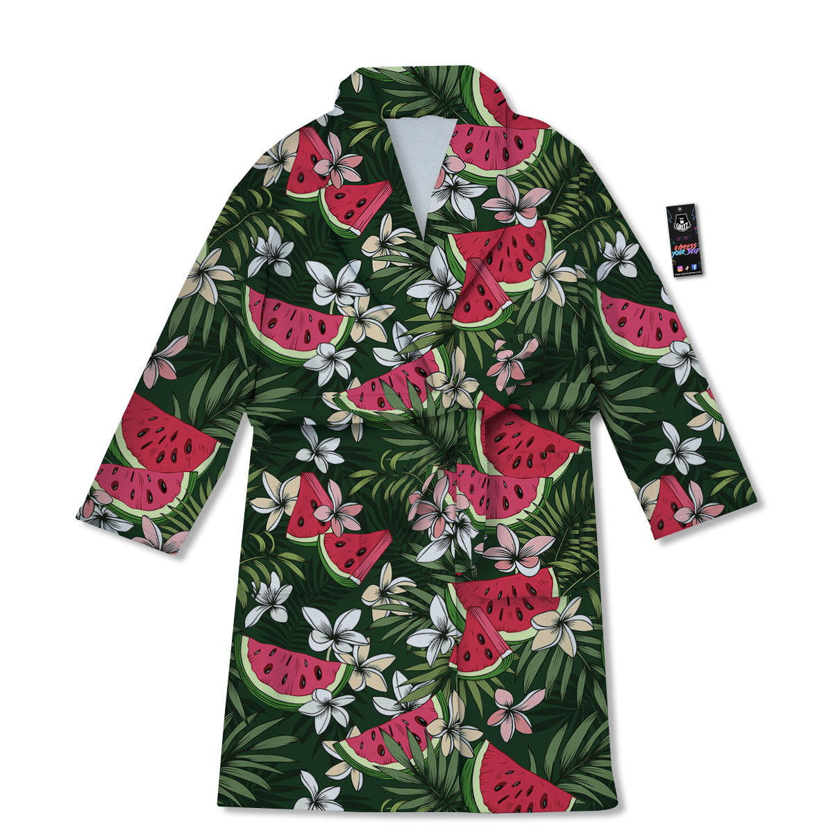 Watermelon Leaves Tropical Print Pattern Bathrobe-grizzshop