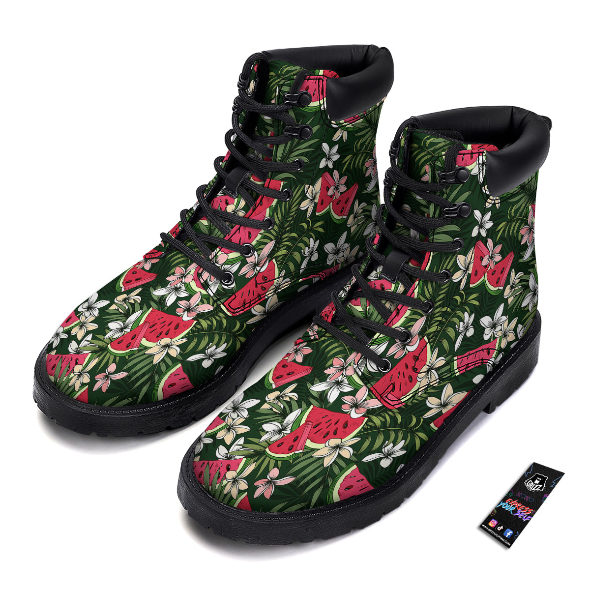 Watermelon Leaves Tropical Print Pattern Boots-grizzshop