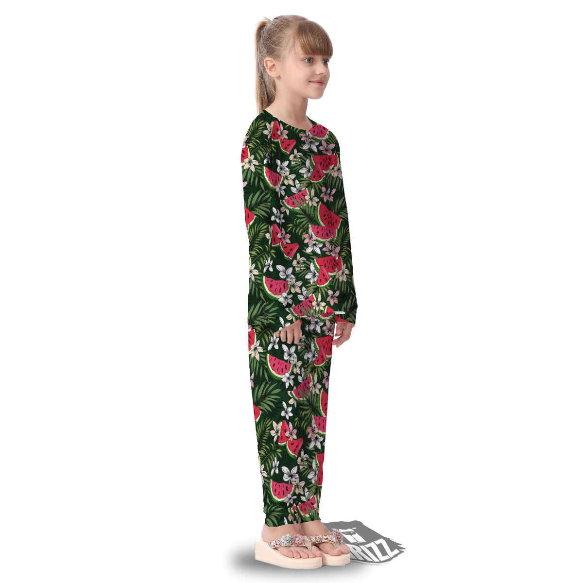 Watermelon Leaves Tropical Print Pattern Kid's Pajamas-grizzshop