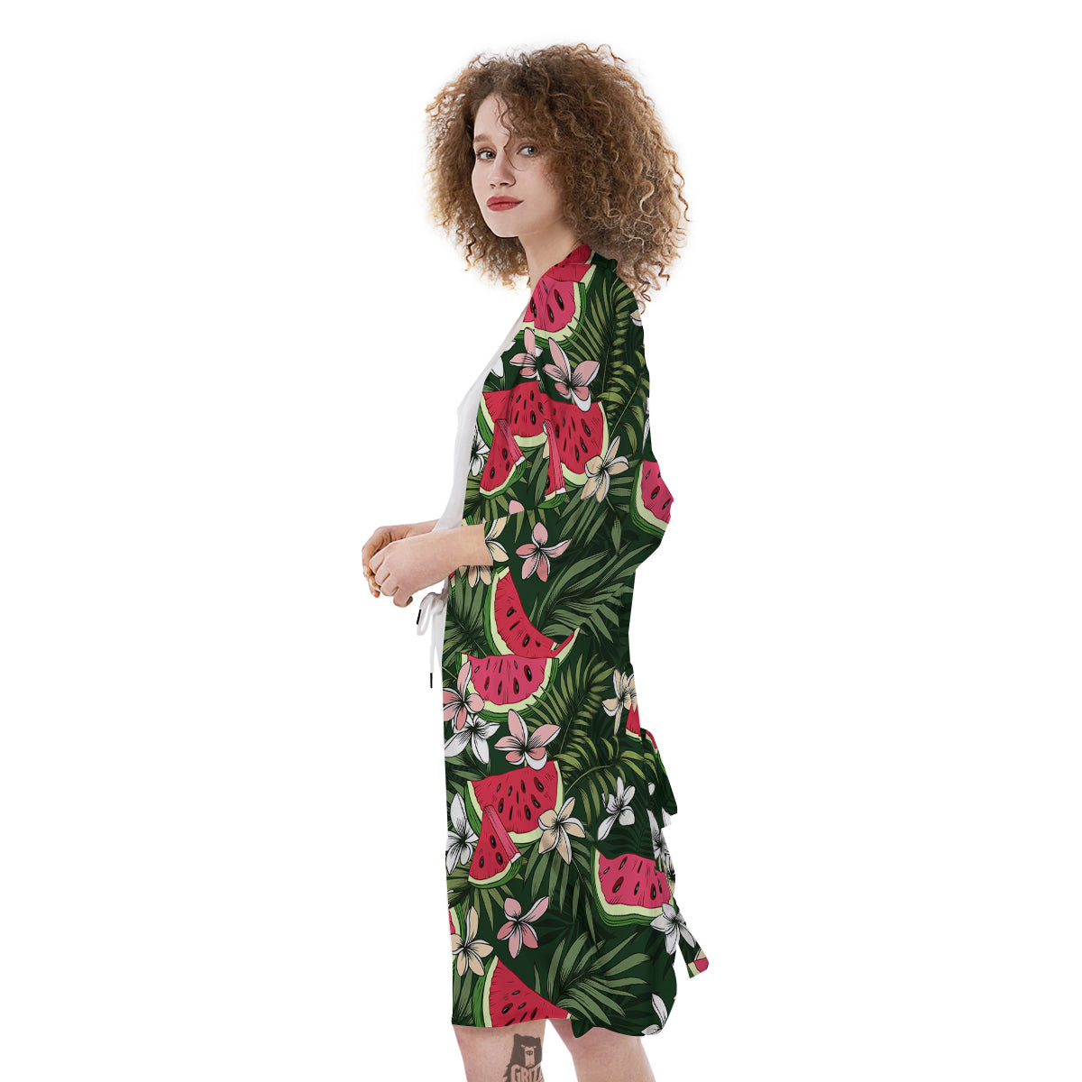 Watermelon Leaves Tropical Print Pattern Kimono-grizzshop