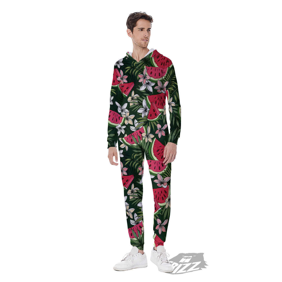 Watermelon Leaves Tropical Print Pattern Men's Jumpsuit-grizzshop