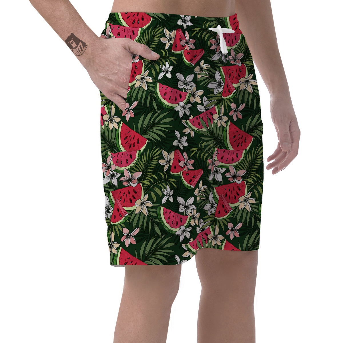 Watermelon Leaves Tropical Print Pattern Men's Shorts-grizzshop