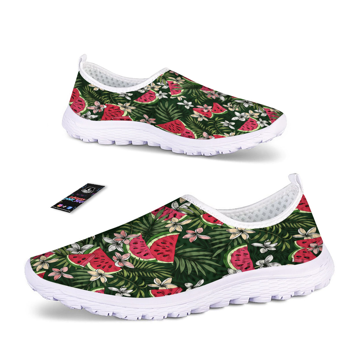 Watermelon Leaves Tropical Print Pattern Nurse Shoes-grizzshop