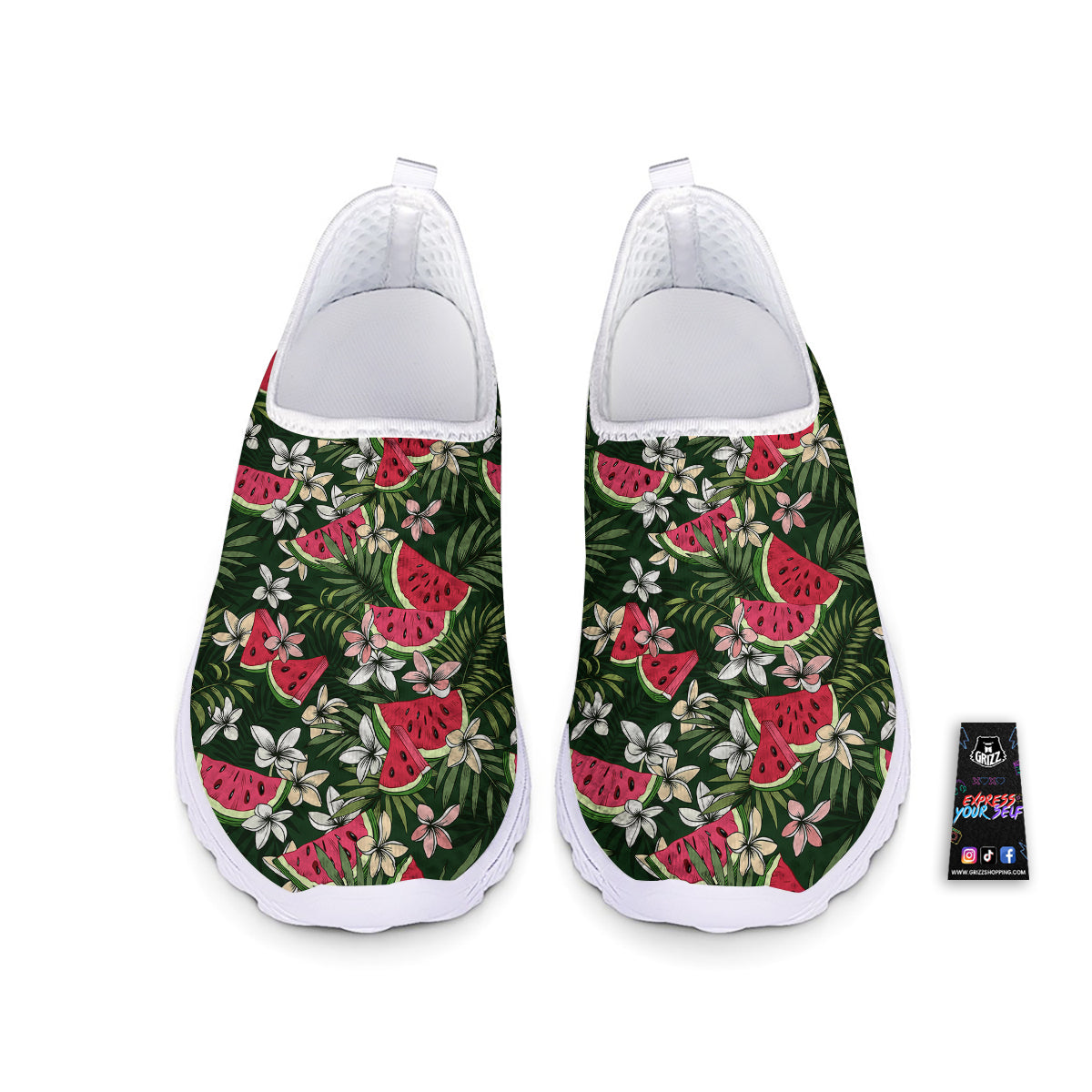Watermelon Leaves Tropical Print Pattern Nurse Shoes-grizzshop