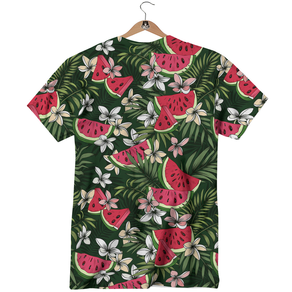 Watermelon Leaves Tropical Print Pattern T-Shirt-grizzshop