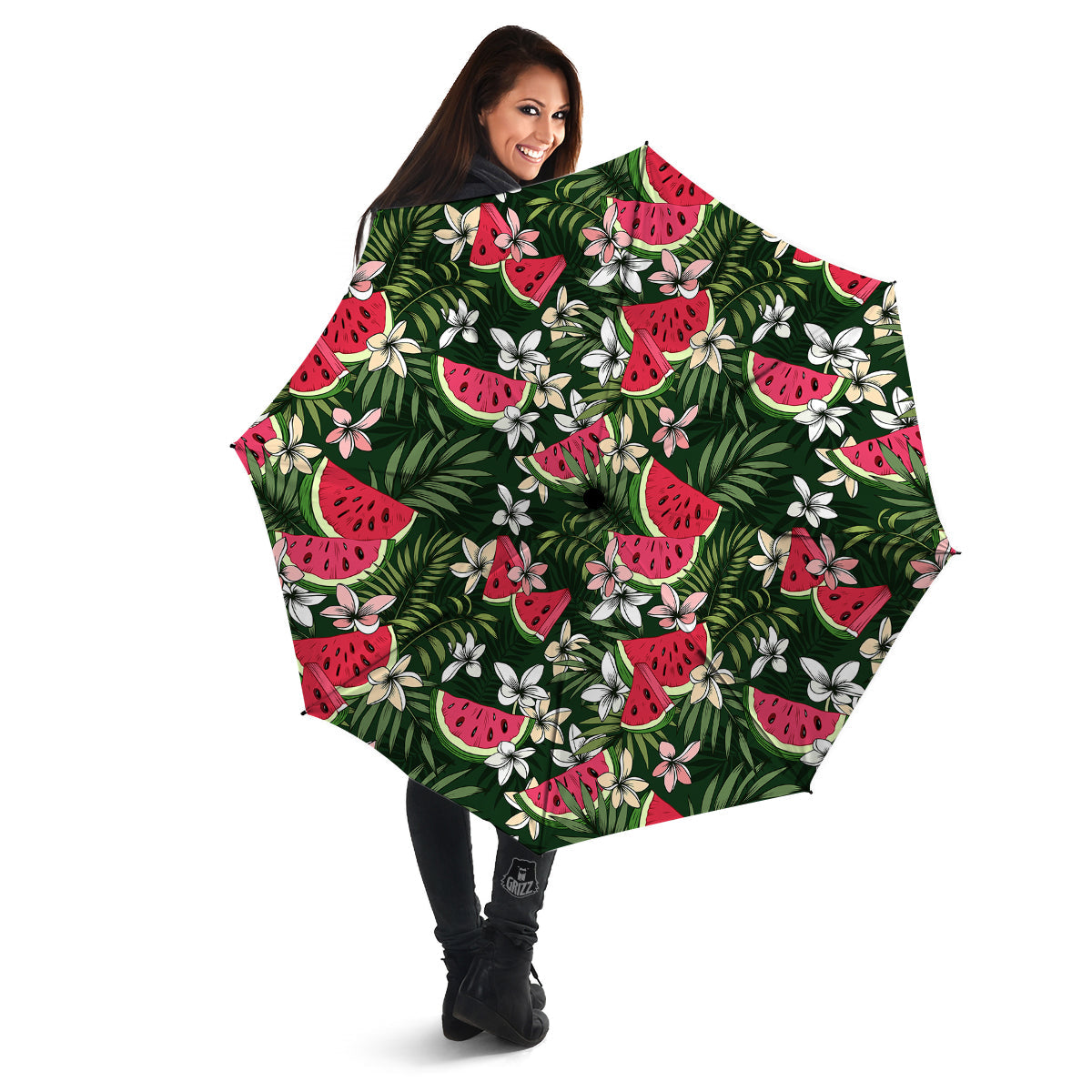 Watermelon Leaves Tropical Print Pattern Umbrella-grizzshop