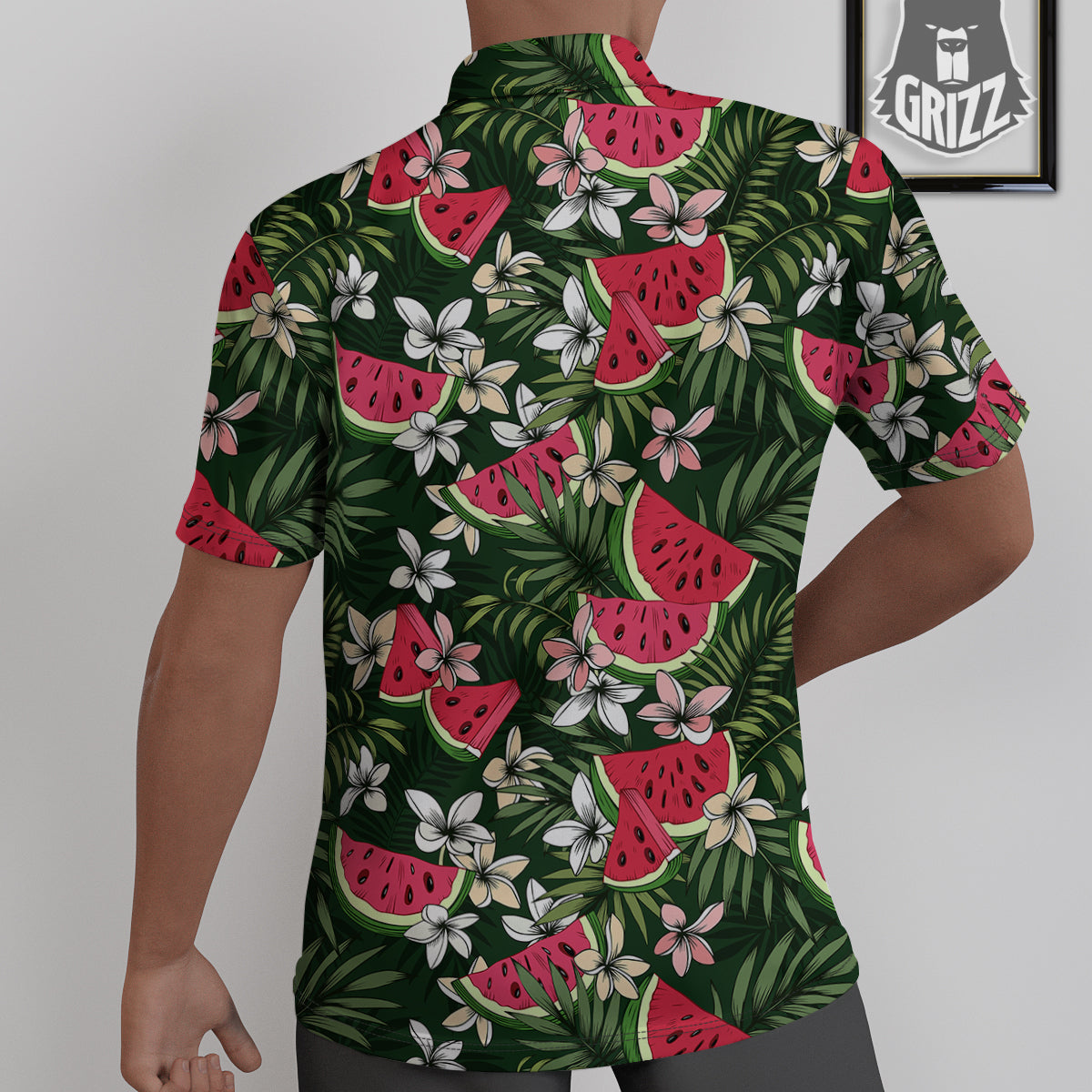 Watermelon Leaves Tropical Print Pattern Untucked Shirts-grizzshop