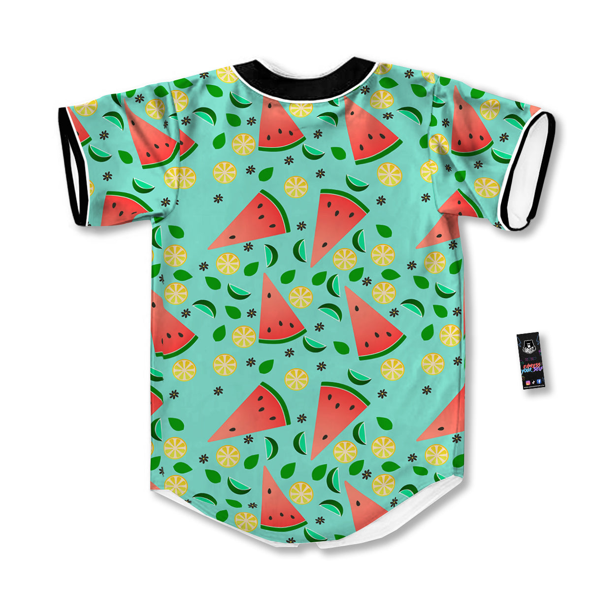 Watermelon Lime Green Print Pattern Baseball Jersey-grizzshop