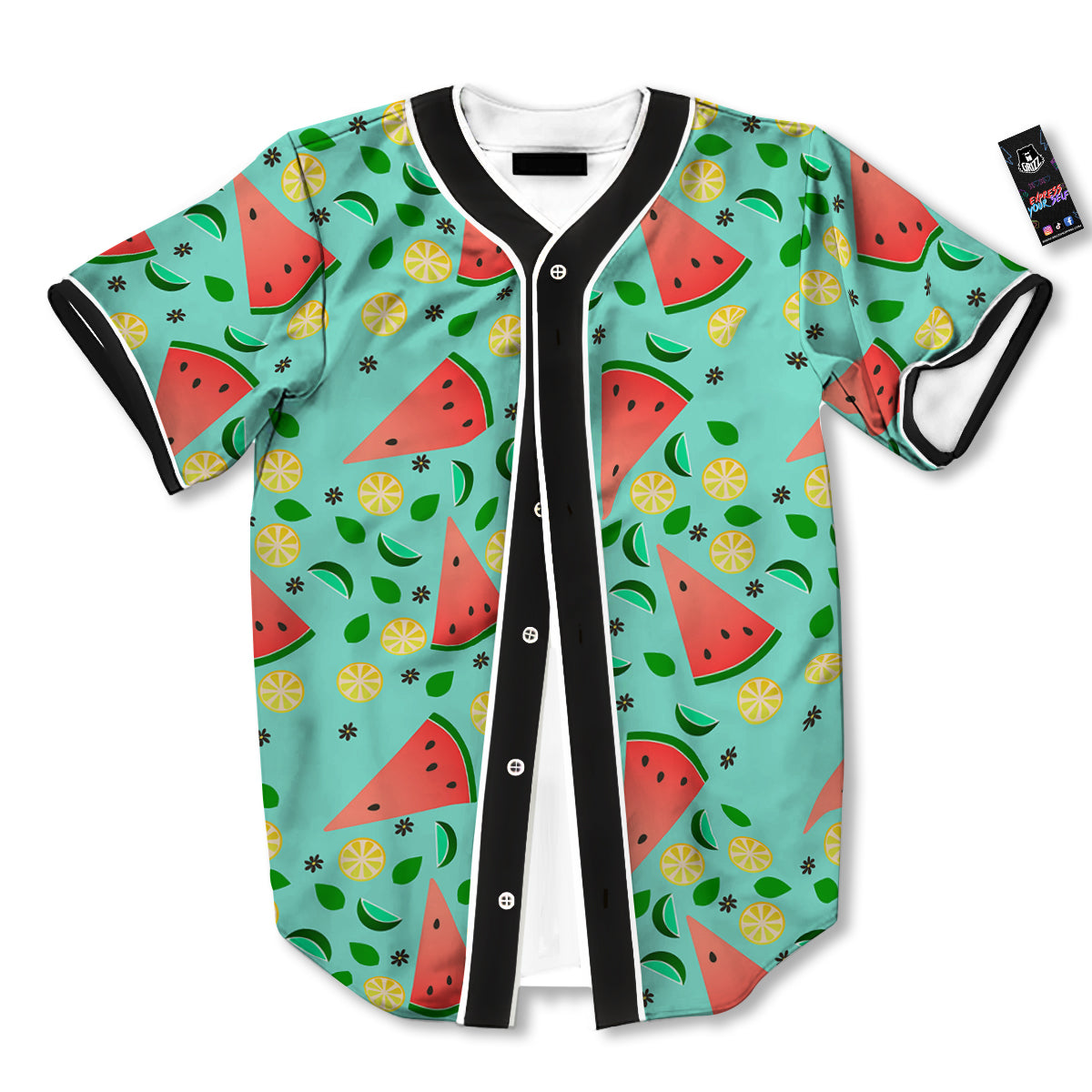 Watermelon Lime Green Print Pattern Baseball Jersey-grizzshop