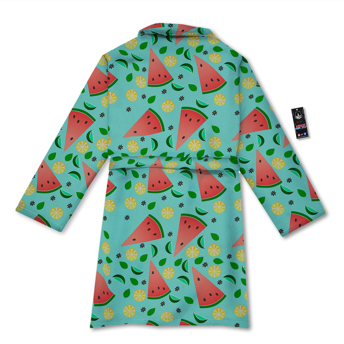 Watermelon Lime Green Print Pattern Bathrobe-grizzshop