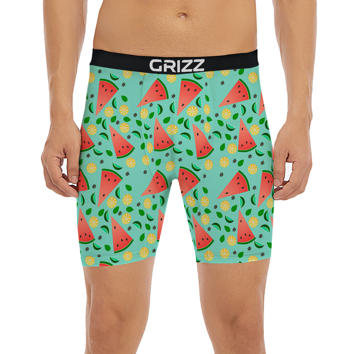 Watermelon Lime Green Print Pattern Boxer Briefs-grizzshop