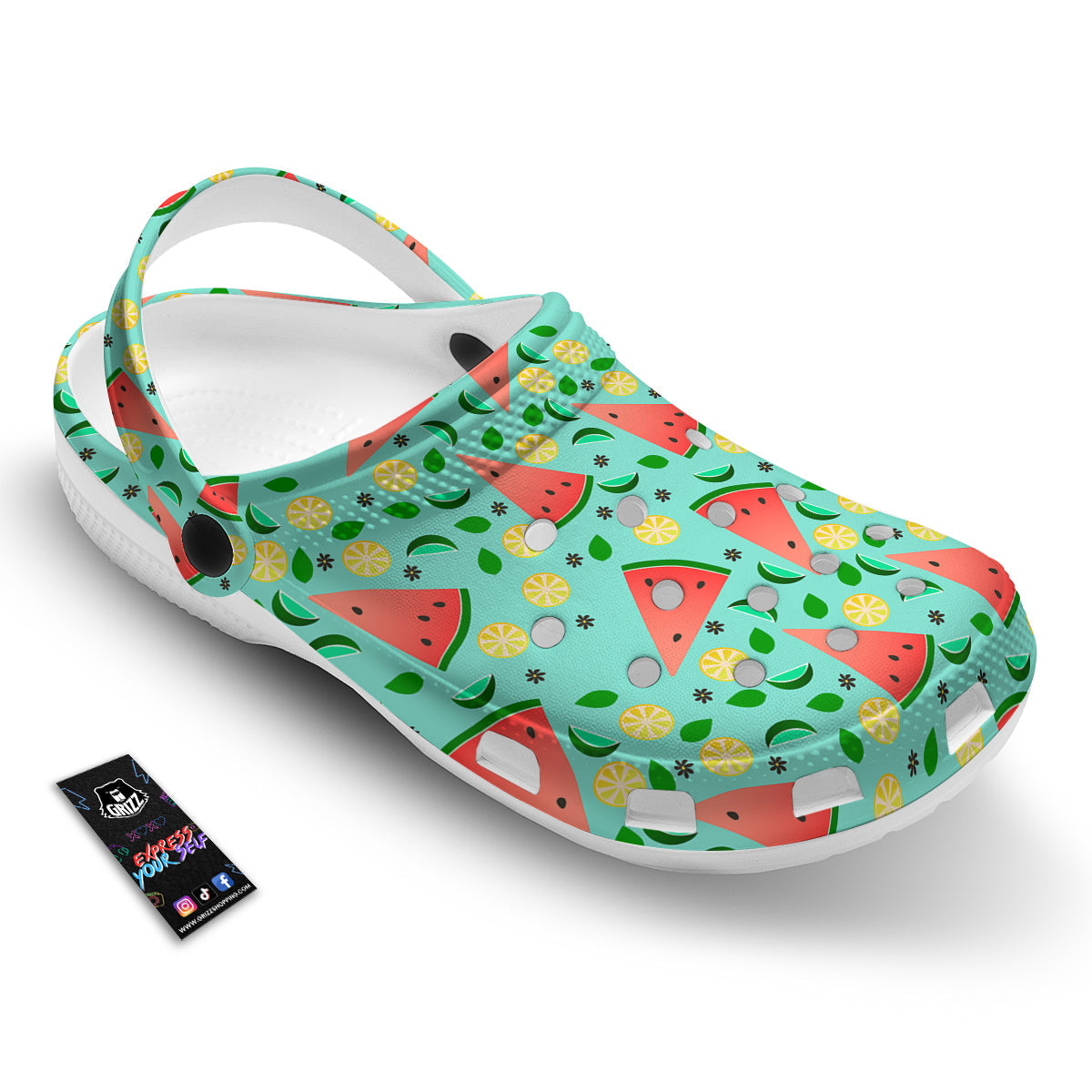 Watermelon Lime Green Print Pattern Clog-grizzshop