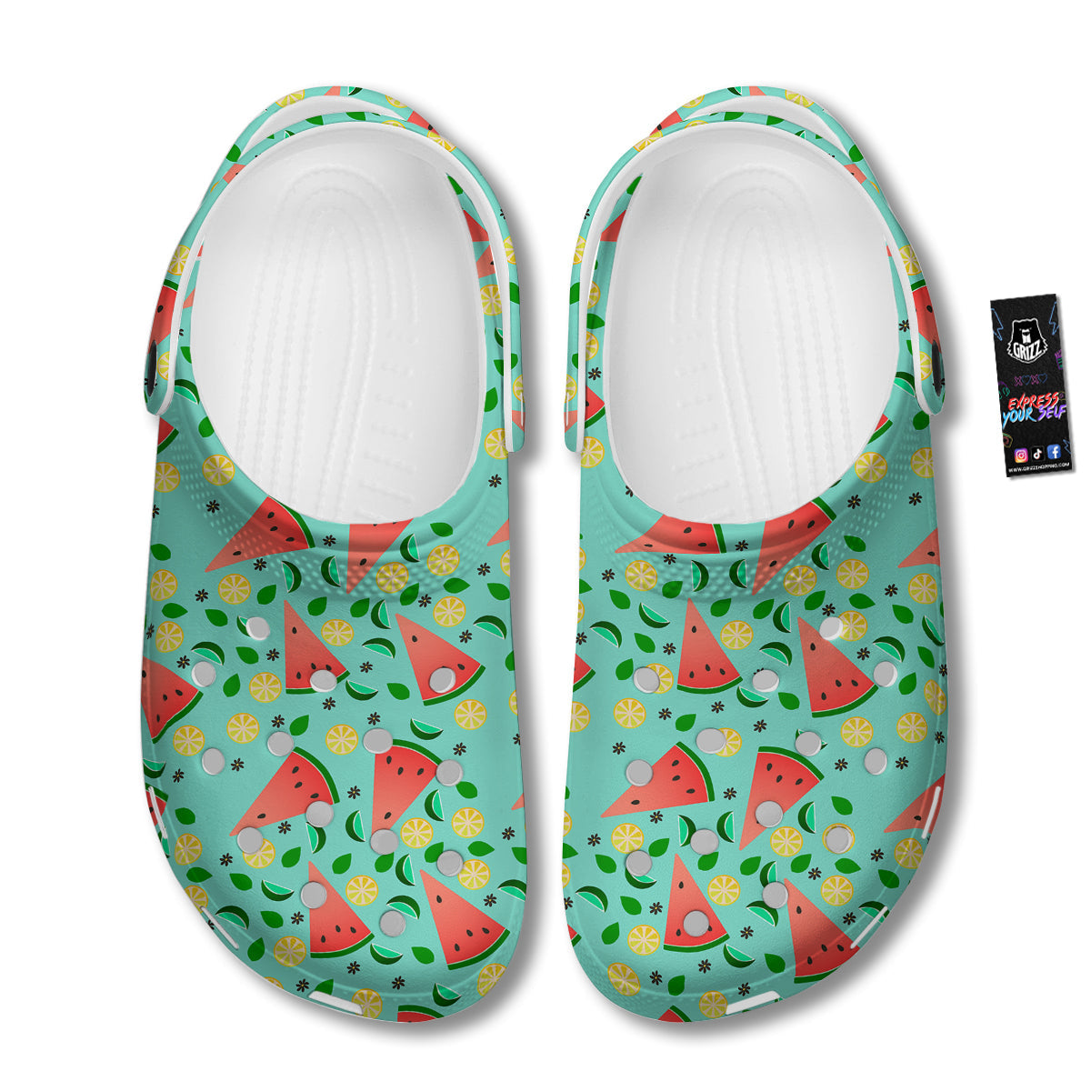 Watermelon Lime Green Print Pattern Clog-grizzshop