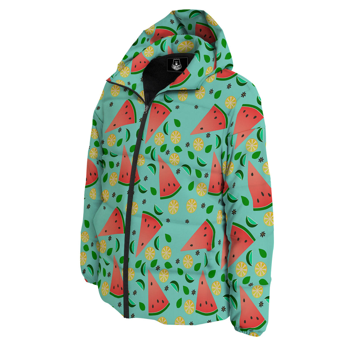 Watermelon Lime Green Print Pattern Down Jacket-grizzshop