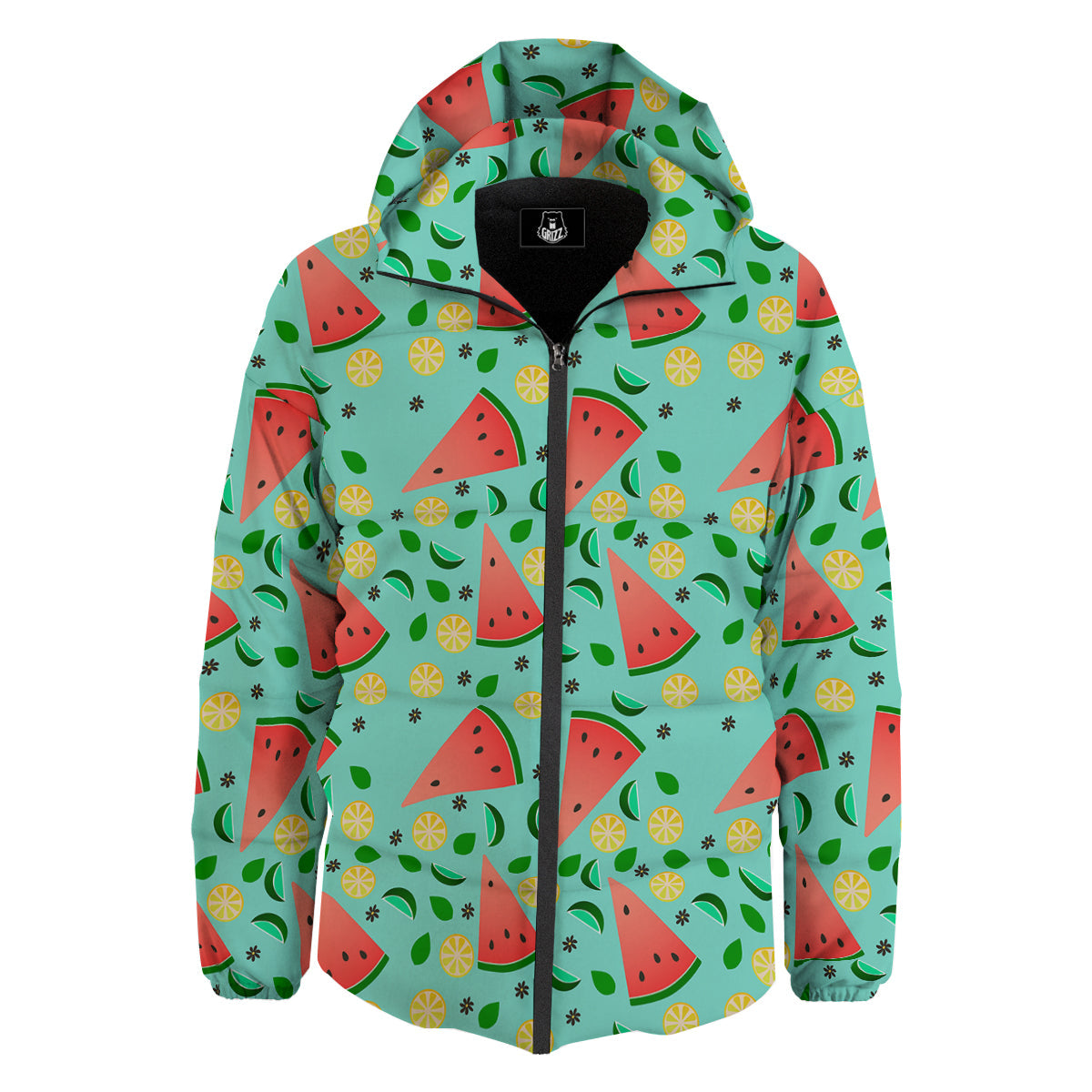 Watermelon Lime Green Print Pattern Down Jacket-grizzshop
