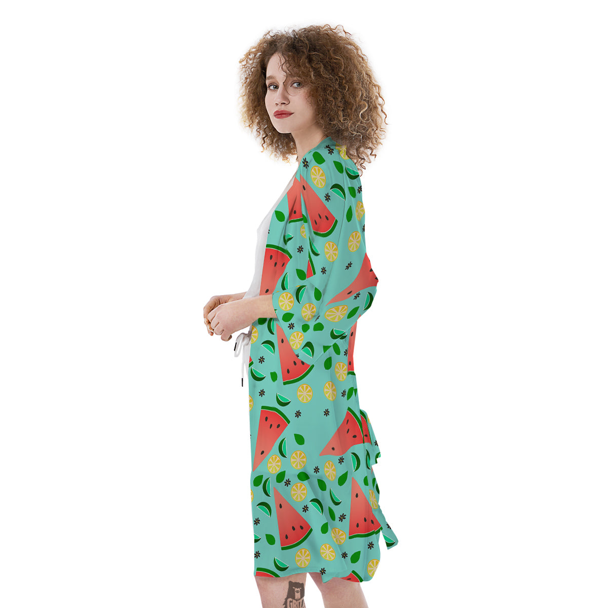 Watermelon Lime Green Print Pattern Kimono-grizzshop