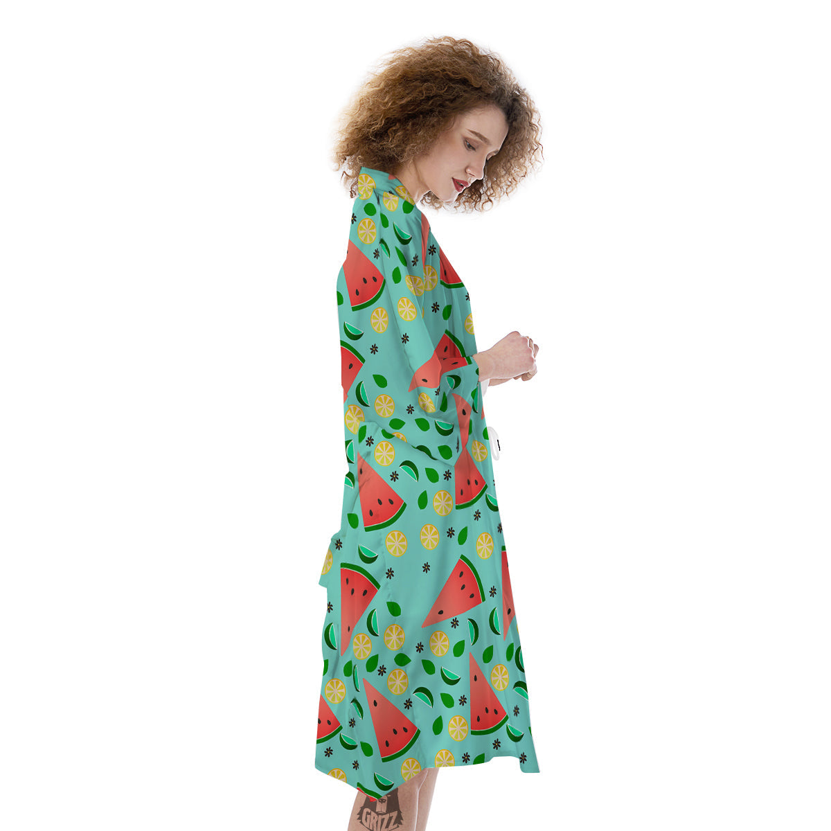 Watermelon Lime Green Print Pattern Kimono-grizzshop