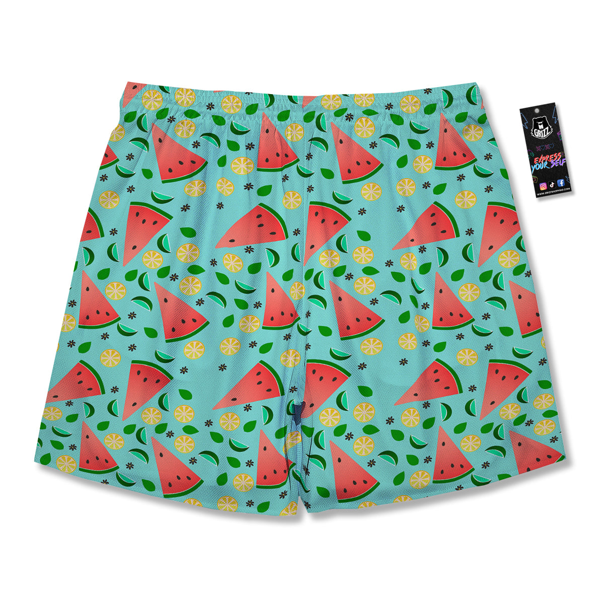 Watermelon Lime Green Print Pattern Men's Running Shorts-grizzshop