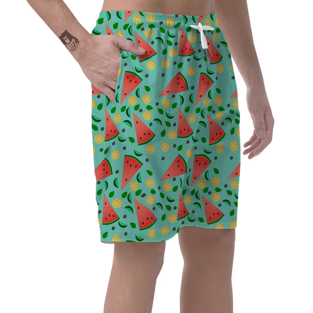 Watermelon Lime Green Print Pattern Men's Shorts-grizzshop