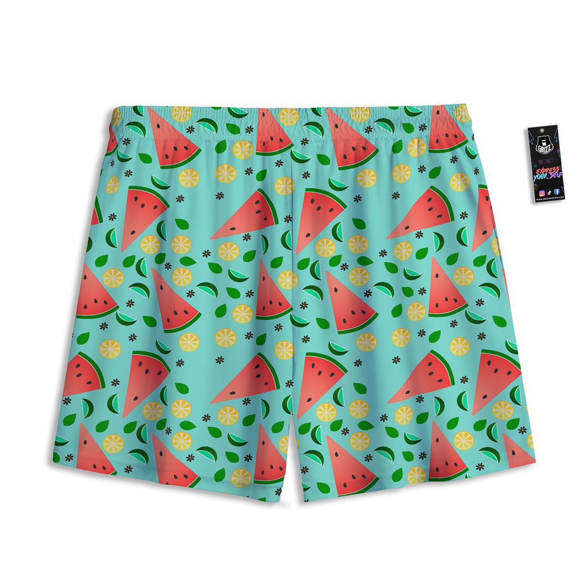 Watermelon Lime Green Print Pattern Mesh Shorts-grizzshop