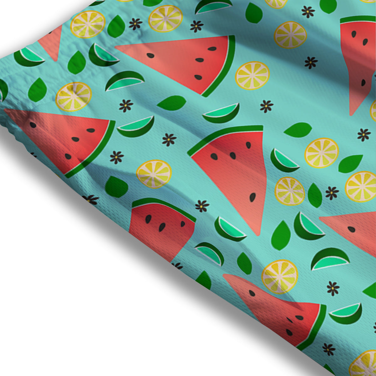Watermelon Lime Green Print Pattern Mesh Shorts-grizzshop
