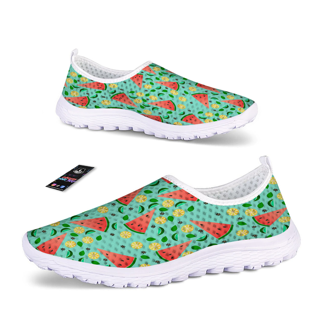 Watermelon Lime Green Print Pattern Nurse Shoes-grizzshop