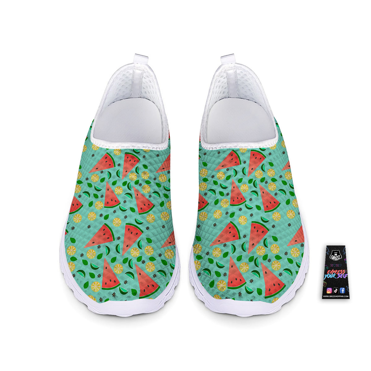 Watermelon Lime Green Print Pattern Nurse Shoes-grizzshop