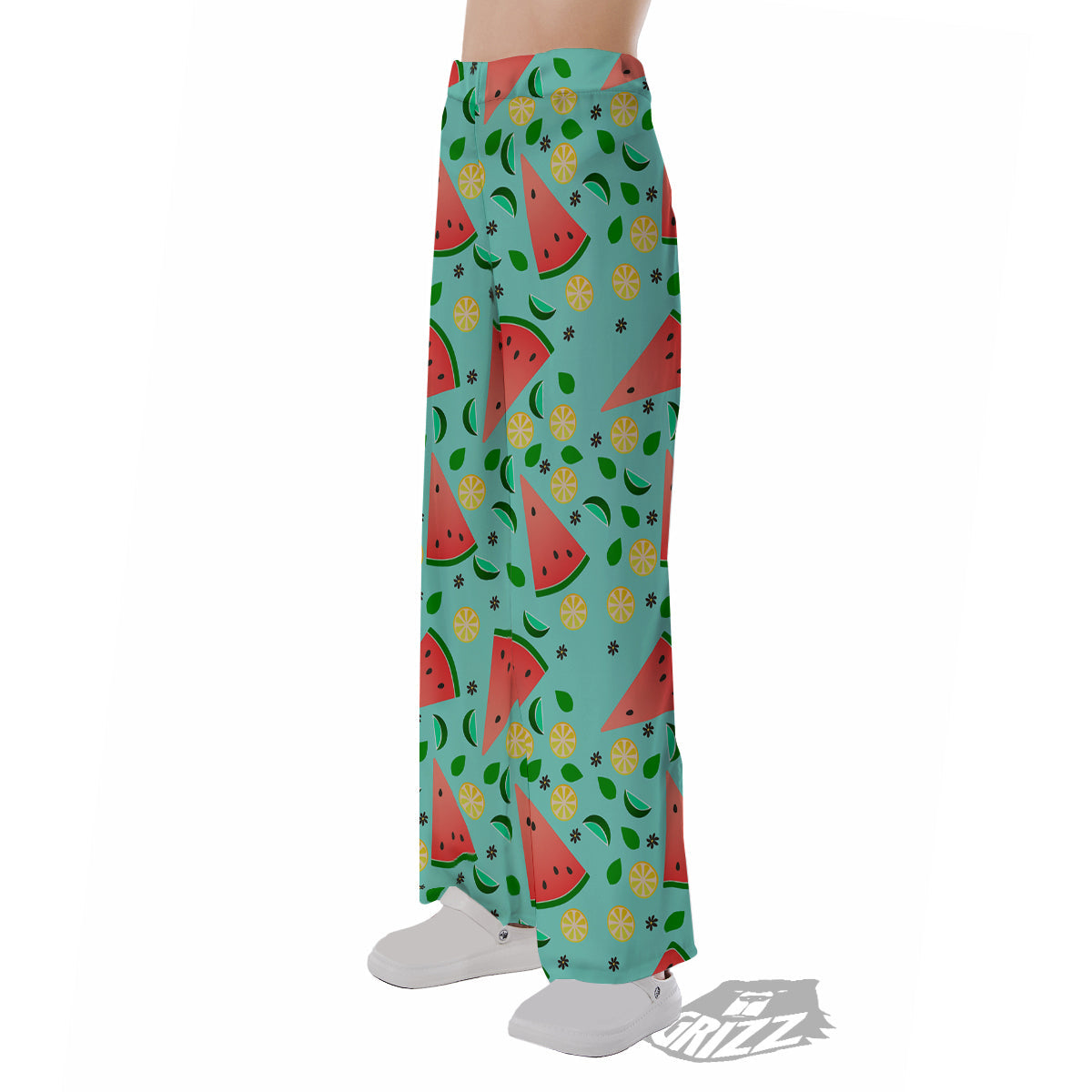Watermelon Lime Green Print Pattern Pajama Pants-grizzshop