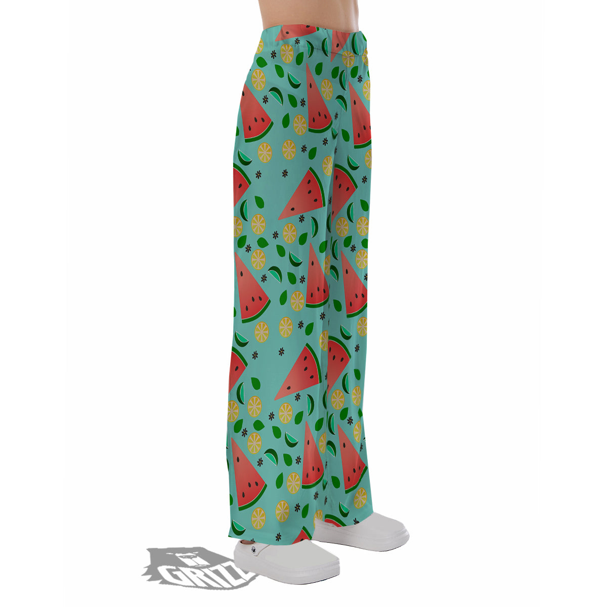 Watermelon Lime Green Print Pattern Pajama Pants-grizzshop
