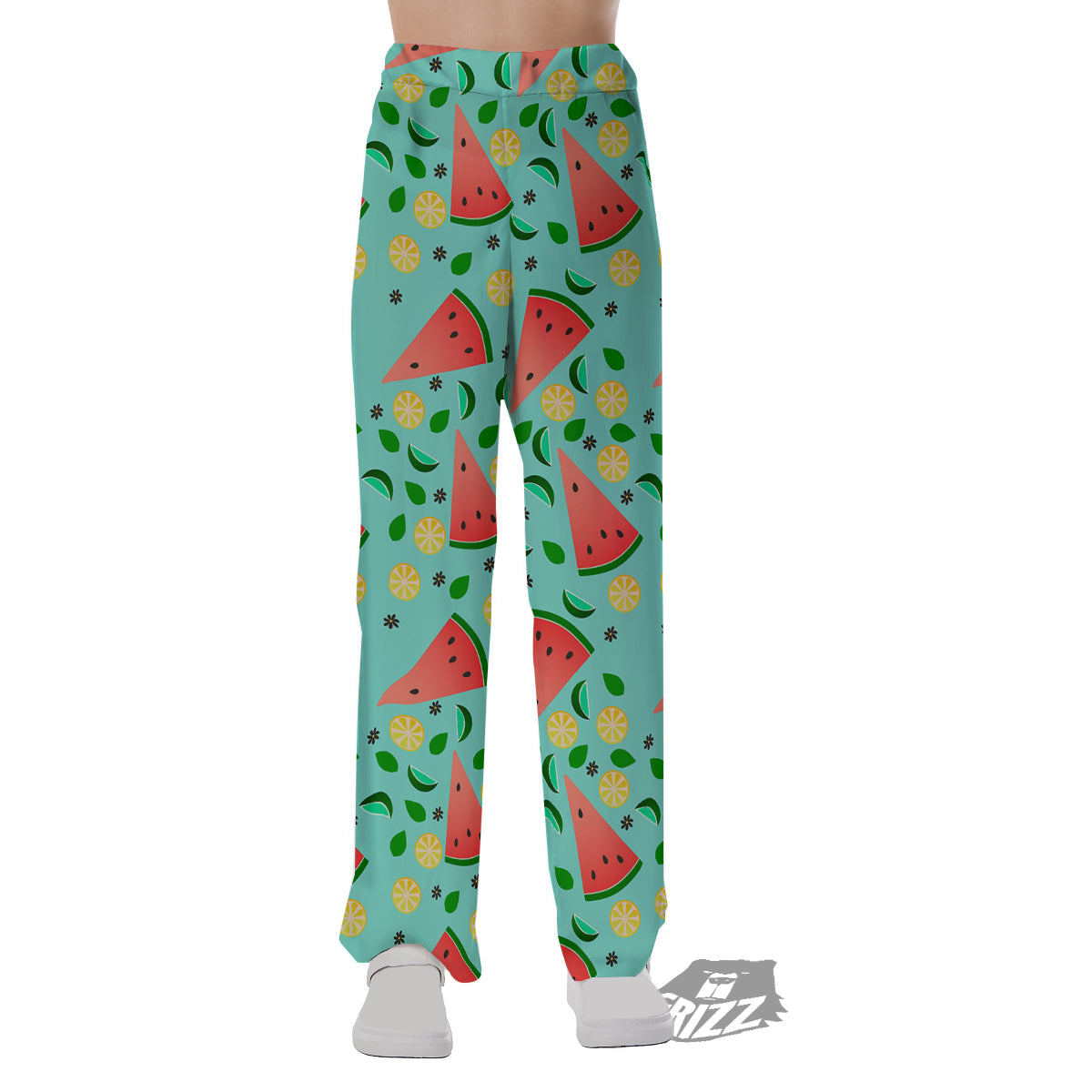 Watermelon Lime Green Print Pattern Pajama Pants-grizzshop