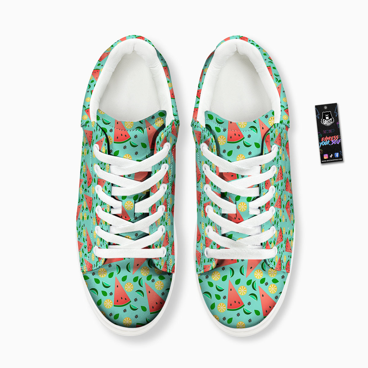 Watermelon Lime Green Print Pattern Platform Shoes-grizzshop